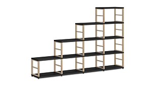 MAXX 4x4 Stufenregal | 231x147x33 cm (LxHxT) | schwarz/esche