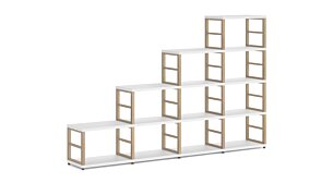 MAXX 4x4 Stufenregal | 231x147x33 cm (LxHxT) | weiß/esche