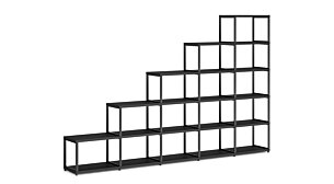 MAXX M-5x5 Treppenregal | 288x183x33 cm (LxHxT) | schwarz