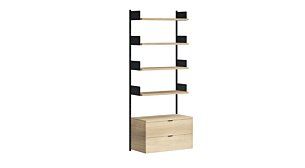 ON-WALL B-105 Regalsystem | 81x200x44 cm | eiche/schwarz