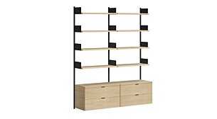 ON-WALL B-205 Regalsystem | 161x200x44 cm | eiche/schwarz