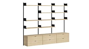 ON-WALL B-304 Regalsystem | 241x200x44 cm | eiche/schwarz
