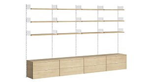 ON-WALL B-404 Regalsystem | 321x200x44 cm (LxHxT) | Dekor eiche