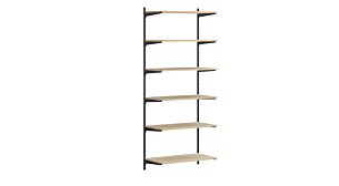 P-SLOT HW-101 Slot Shelving | 83x200x42 cm | oak/black