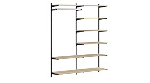 P-SLOT HW-202 Wandregalsystem | 163x200x42 cm | eiche/schwarz