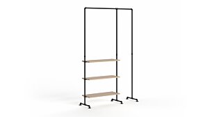 PIPE HS-155 Garderobenständer Industrial | 135x211x45 cm | eiche holzfurniert/schwarz