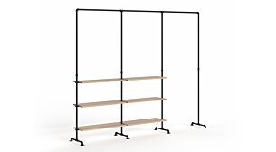 PIPE HS-305 Kleiderstangensystem | 259x211x45 cm | eiche holzfurniert/schwarz