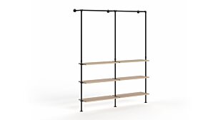 PIPE HW-205 Kleiderstangensystem | 175x208x43 cm | eiche holzfurniert/schwarz