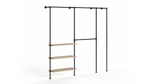 PIPE HW-255 Kleiderstangensystem | 218x208x43 cm | eiche holzfurniert/schwarz