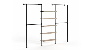 PIPE HW-306 Kleiderstangensystem | 259x208x43 cm | eiche holzfurniert/schwarz