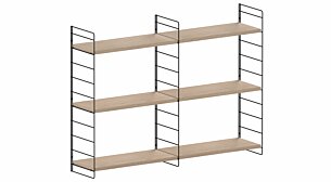 STEP L-2x2 Hängeregalsystem | 124x90x27 cm (LxHxT) | eiche holzfurniert/schwarz