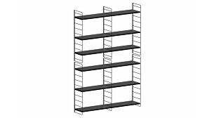 STEP L-2x5 Hängeregalsystem | 124x180x27 cm (LxHxT) | schwarz