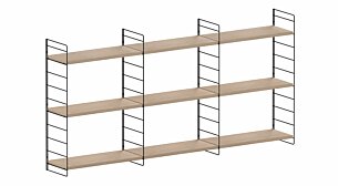 STEP L-3x2 Hängeregalsystem | 185x90x27 cm (LxHxT) | eiche holzfurniert/schwarz