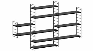 STEP MIX-3x4 Stufenregal | 224x135x27 cm (LxHxT) | schwarz