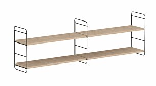 STEP XL-2x1 Hängeregalsystem | 164x50x27 cm (LxHxT) | eiche holzfurniert/schwarz