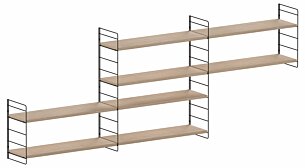 STEP XL-3x2 Stufenregal | 245x90x27 cm (LxHxT) | eiche holzfurniert/schwarz