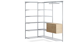 WALK-IN D-308 Schranksystem Ecke | 128/164x200x45 cm | eiche/grau