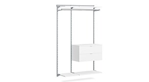 WALK-IN L-154 Schranksystem | 130x200x45 cm | weiß/grau