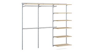 WALK-IN L-303 Regalsystem Kleiderschrank | 250x200x43 cm (LxHxT) | eiche/grau