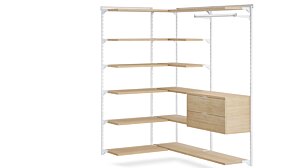 WALK-IN L-308 Schranksystem Ecke | 127/164x200x45 cm | eiche/weiß