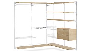 WALK-IN L-408 Schranksystem Ecke | 208/164x200x45 cm | eiche/weiß