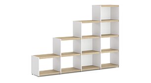 YOMO 4x4 Stufenregal | 224x152x35 cm | eiche/weiß