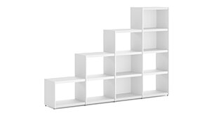 YOMO 4x4 Stepped Shelf | 224x152x35 cm (LxHxD) | Decor white