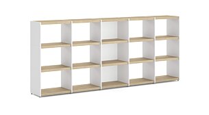 YOMO 5x3 Regalsystem | 280x116x35 cm | eiche/weiß