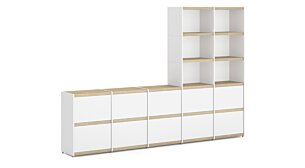 YOMO 5x5-P Stepped Shelf | 280x189x35 cm (LxHxD) | oak/white