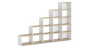 YOMO 5x5 Stufenregal | 280x189x35 cm | eiche/weiß