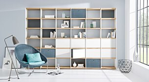YOMO 6x6-P Shelving Unit with Doors | 335x225x35 cm (LxHxD) | oak/white