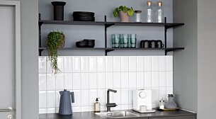 P-SLOT H1-26 Kitchen Wall Shelf | 160x50x42 cm (LxHxD) | black