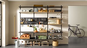 P-SLOT Mix-308 Regalsystem Werkzeugwand | 243x200x42 cm (LxHxT) | eiche/schwarz