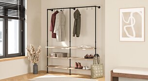 PIPE HW-205 Clothes rail system | oak wood veneer/black