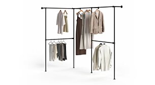 PIPE W-302 Corner clothes rail system | black