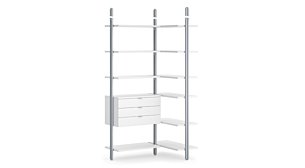 CLOS-IT D-208 Eckkleiderschrank | 130/86x277x46 cm (LxHxT) | weiß/silber
