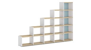 BOON 5x5 Stufenregal | 181x183x33 cm weiß, eiche | BOON 5x5 Stufenregal | 181x183x33 cm weiß, eiche |