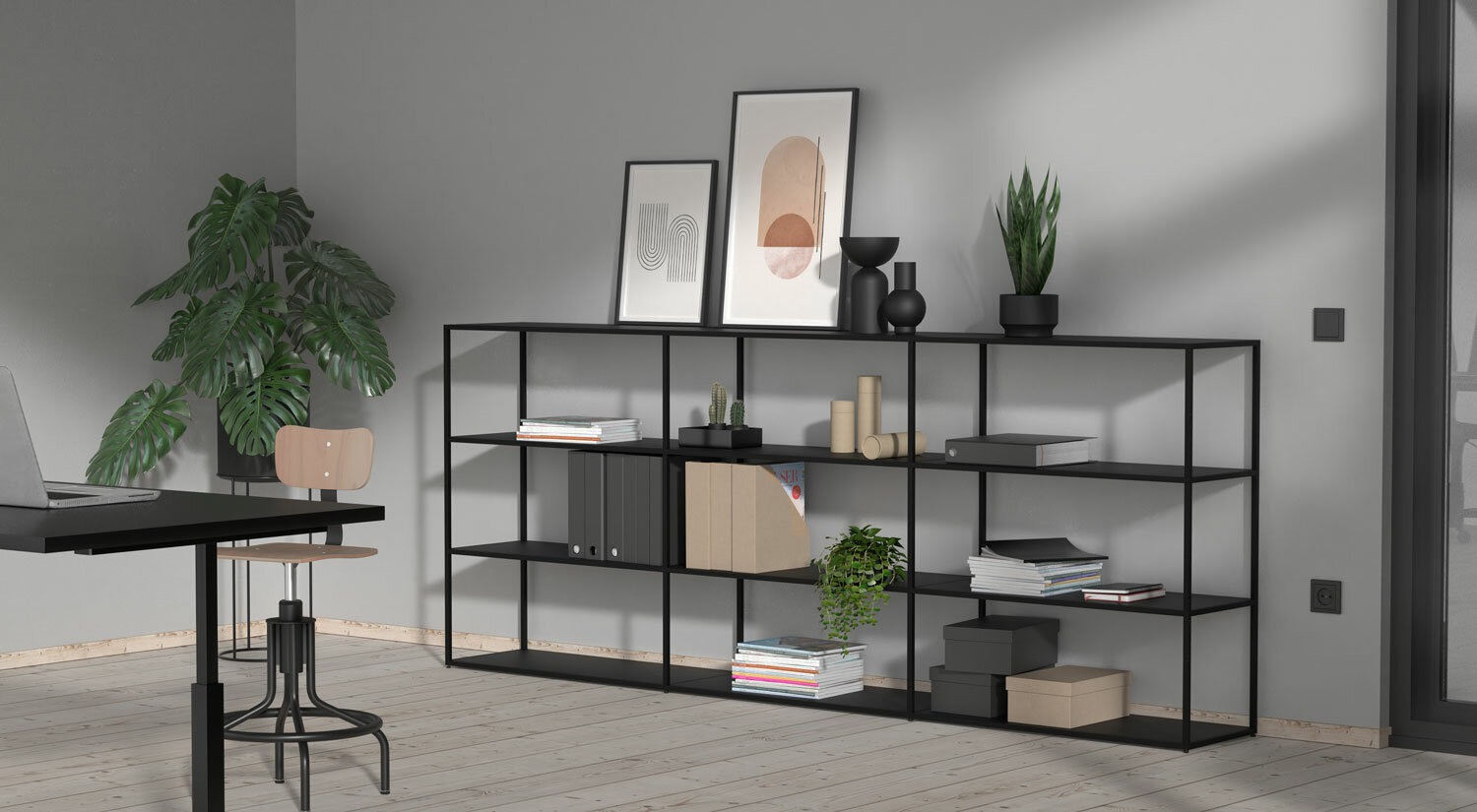 LIUM - black design shelf in industrial style l Configure