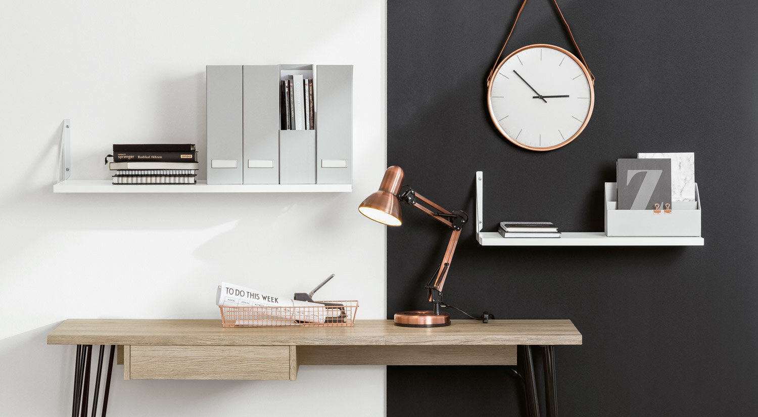 BOARD+TRI Cut to Size Shelf white, oak, black