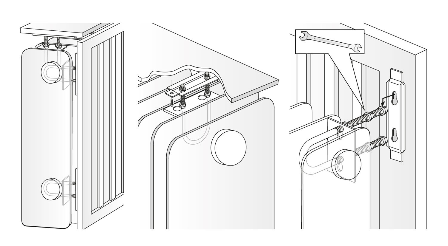 TUB Radiator Shelf Bracket for ribbed radiators galvanized
