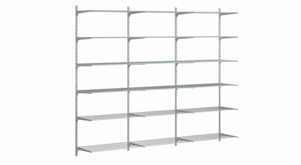 P Slot D 301 Wall Shelving System, Grey Wall Shelves With Brackets