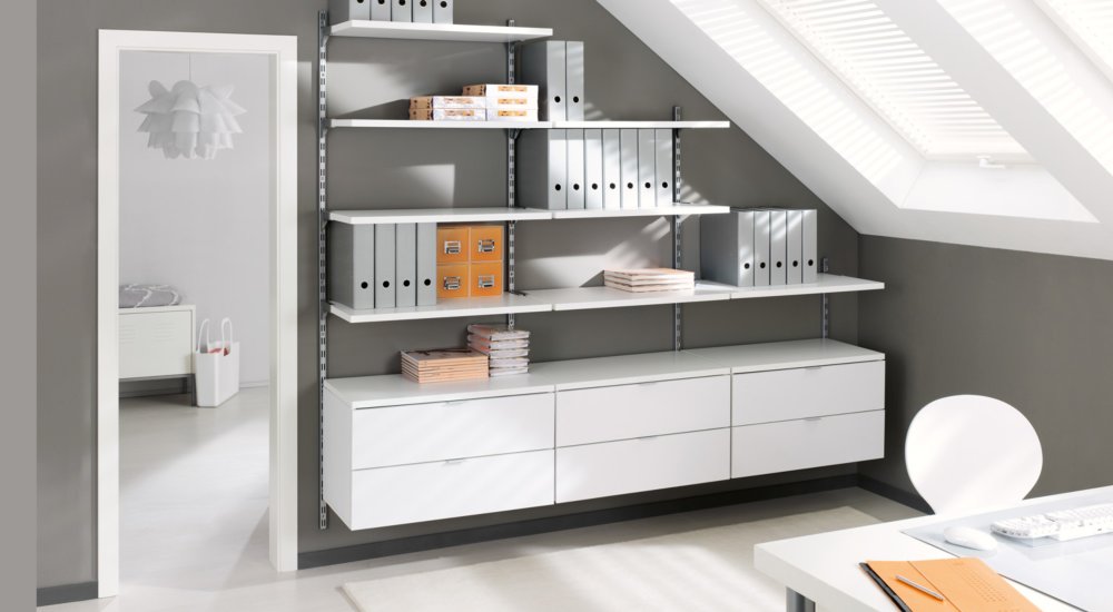 On Wall B 350 Shelving System, Grey Wall Shelves For Living Room