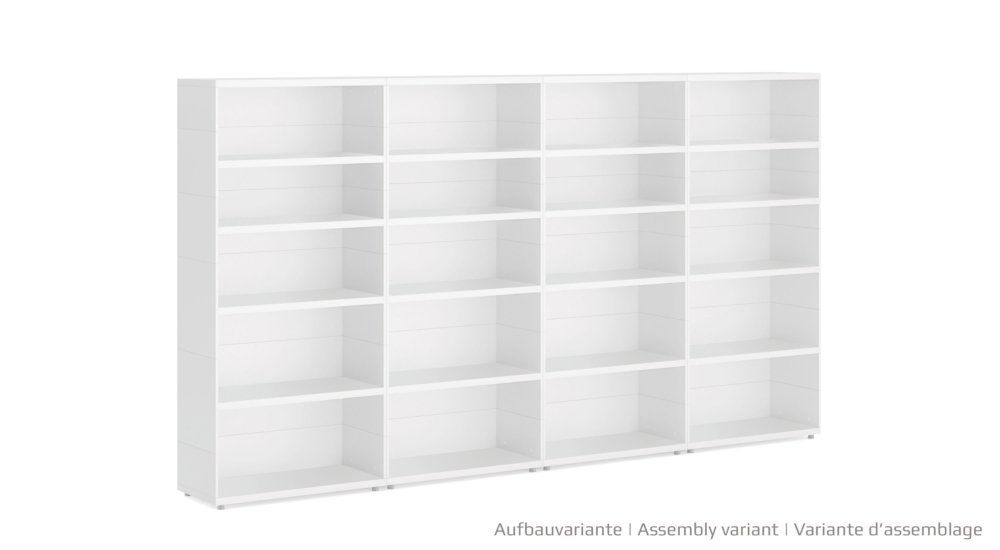 Case Multi 4x5 Bookcase 300x163x34 Cm, White Open Back Bookcase