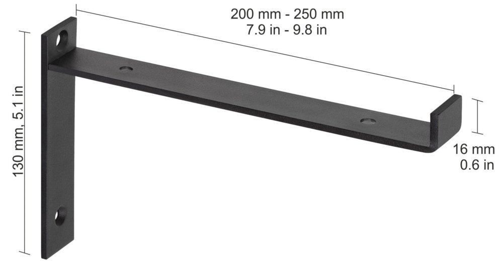 Lip Metal Shelf Bracket Black 20 Cm Or 25 Regalraum Com - Metal Wall Shelf Brackets Lip Metal Shelf Bracket Black 20 Cm Or 25 Regalraum Com - Metal Wall Shelf Brackets
