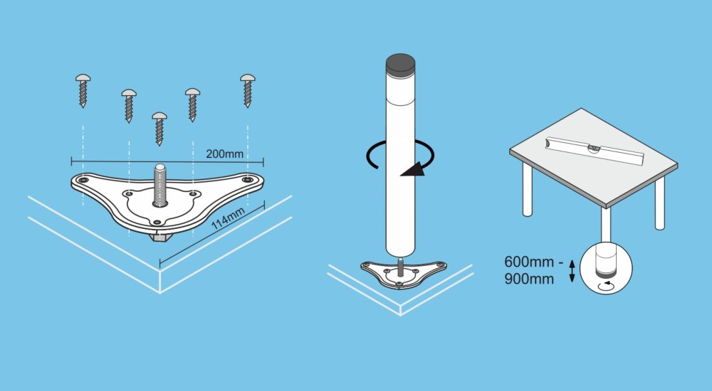 pied de table reglable metal ronds 50 mm regalraum com