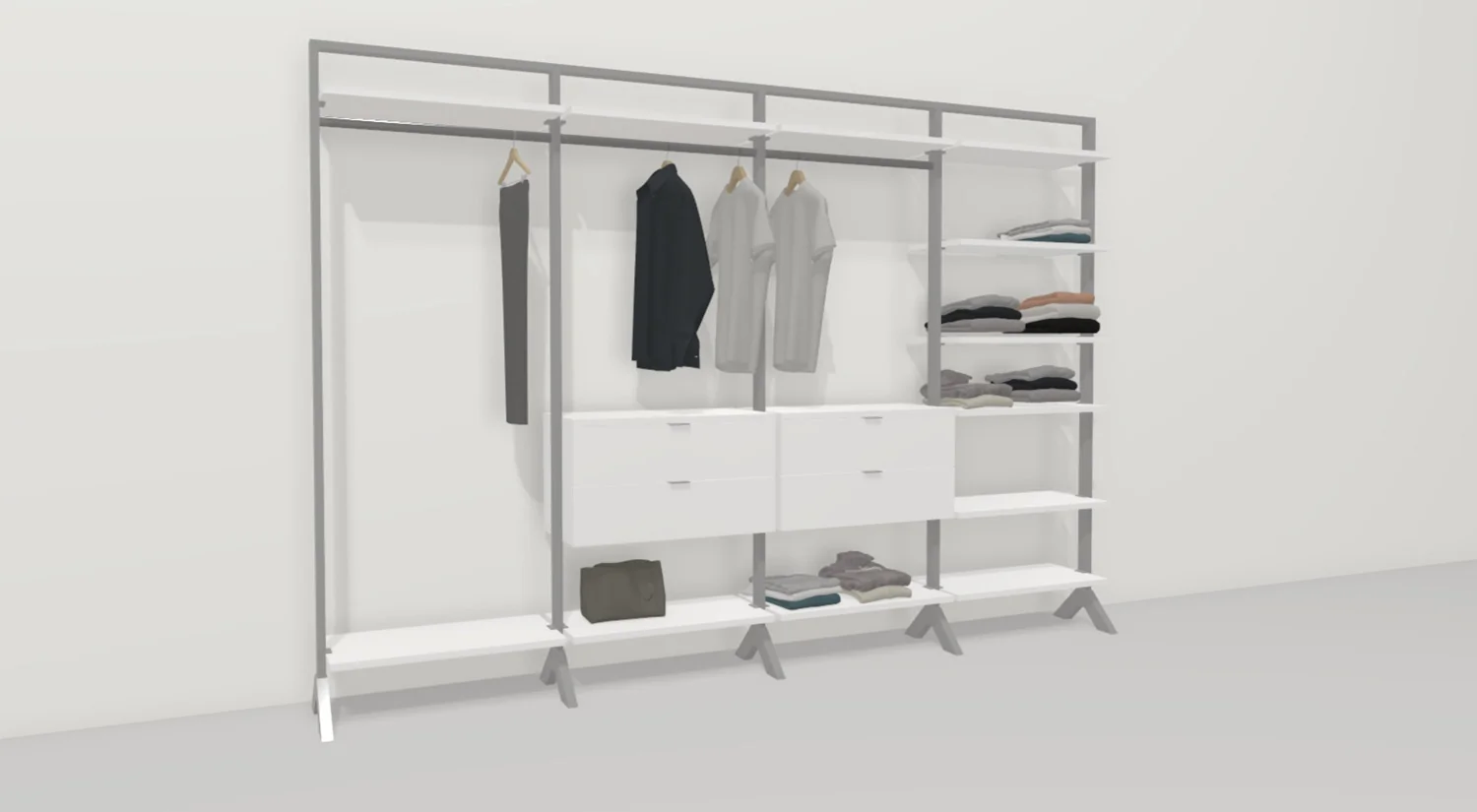 Walk-in wardrobe as a free-standing version