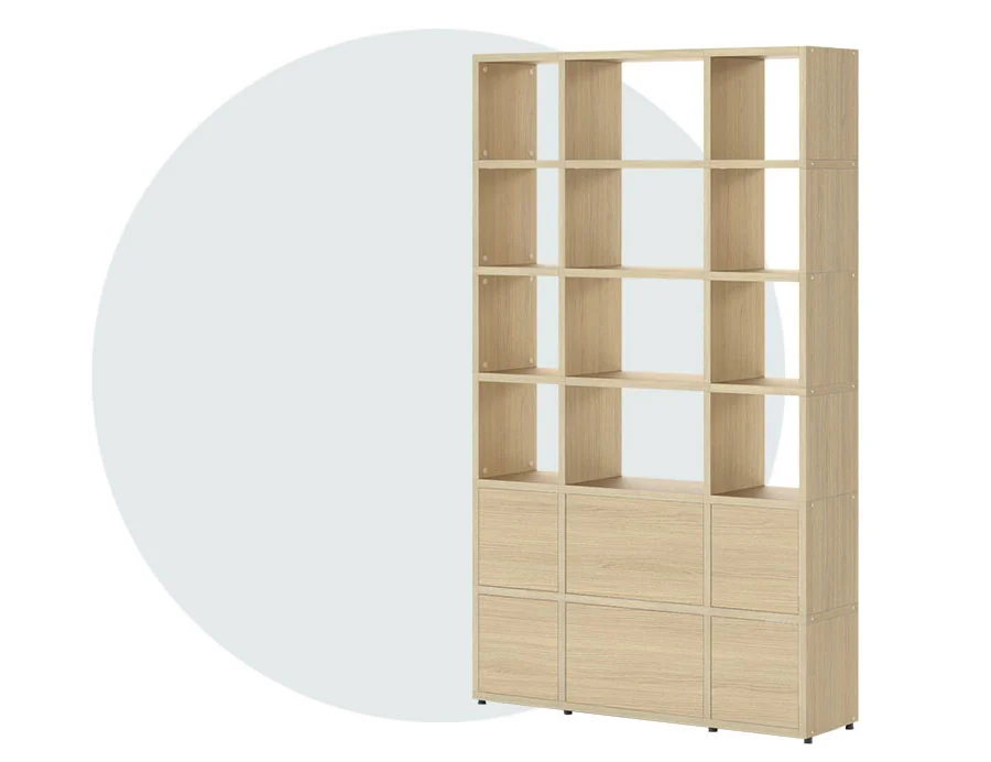 BOON standing shelf in oak with insert doors