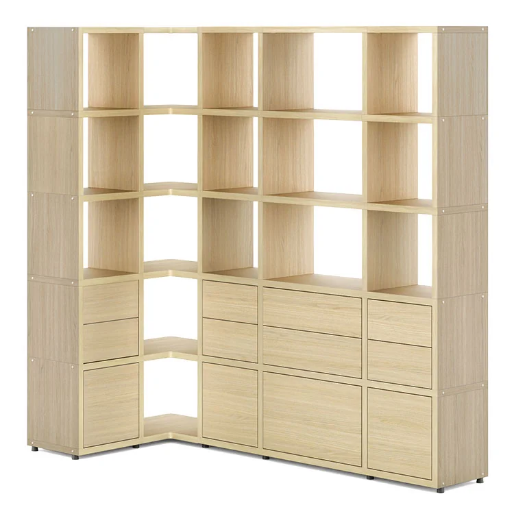 Bücherregal Holz mit Türen und Schubladen