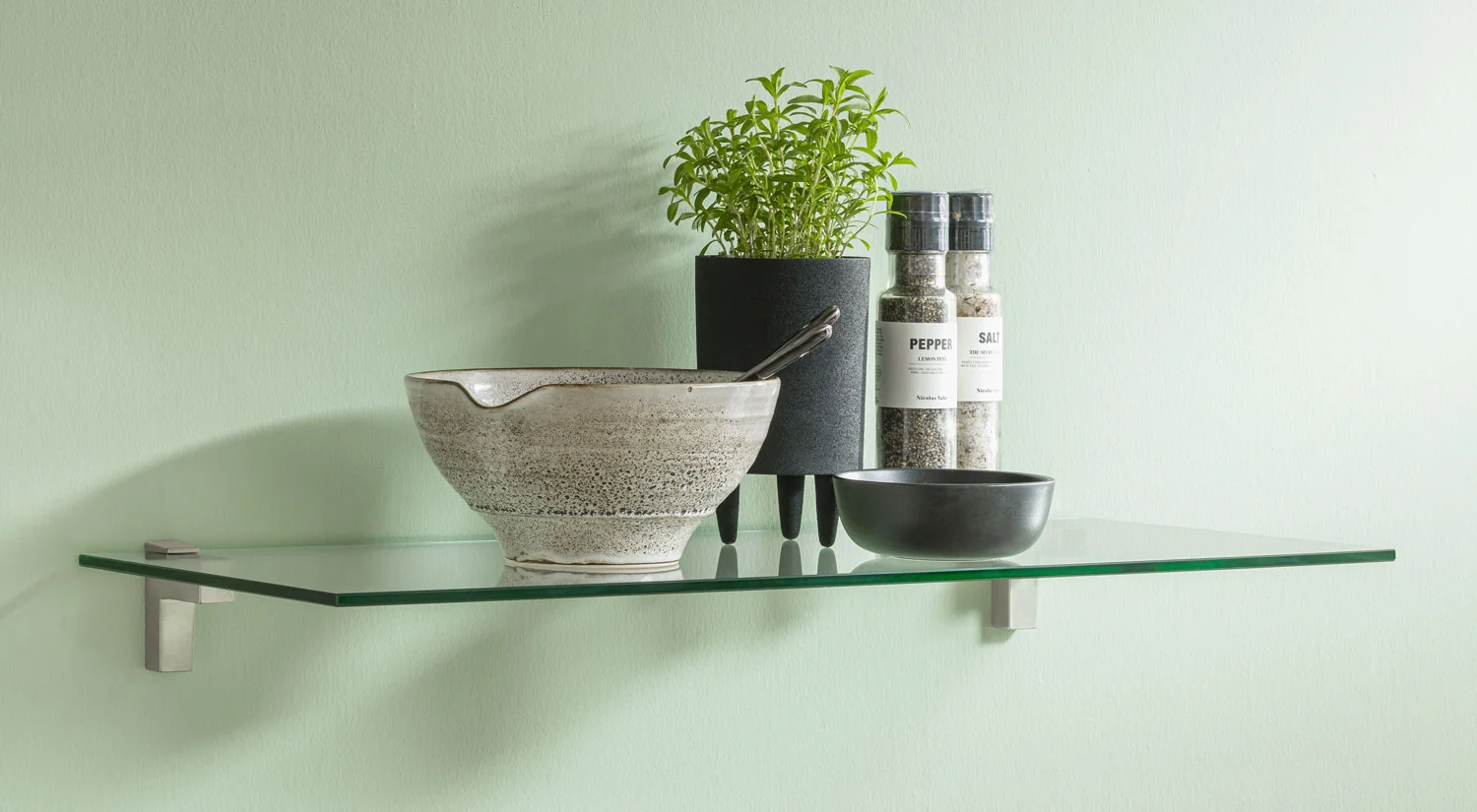 Glass Shelf Boards - SQUARE Shelf Board with ELIOT Shelf Support
