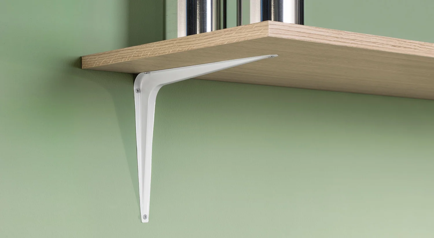 Metal Shelf Brackets - STANDARD metal white in the storage room